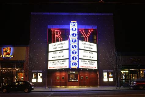 220 reviews of Majestic Bay Theatres "Even though the Majestic Bay can make it damn hard to find a parking space anywhere near Market Street on a weekend night, it's a beautiful theater and something of a neighborhood showpiece. 3 shows and mostly first run. 